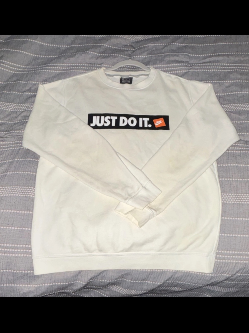 Nike White "Just Do It." Crewneck Sweatshirt